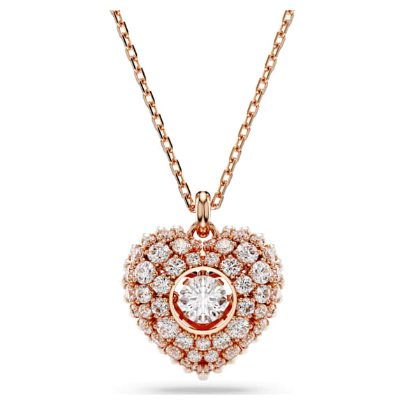 Pendente Hyperbola, Crystal Pearl, Cuore, Bianco, Placcato color oro rosa - Swarovski, 5680402