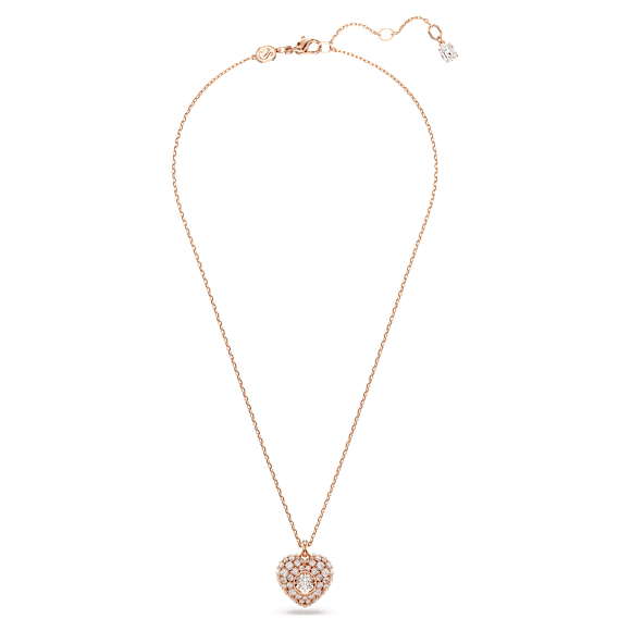 Idyllia Anhänger, Kristallperle, Herz, Weiß, 18K Roségoldbeschichtet - Swarovski, 5680402