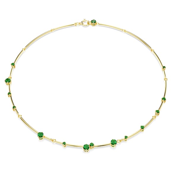 Constella necklace, Mixed round cuts, Green, 18K gold finish - Swarovski, 5680551