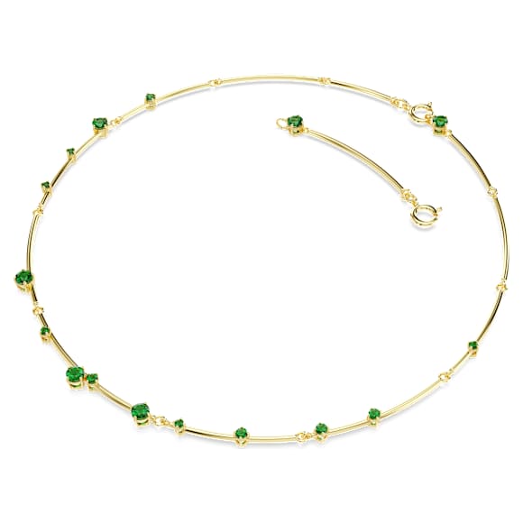 Constella necklace, Mixed round cuts, Green, 18K gold finish - Swarovski, 5680551