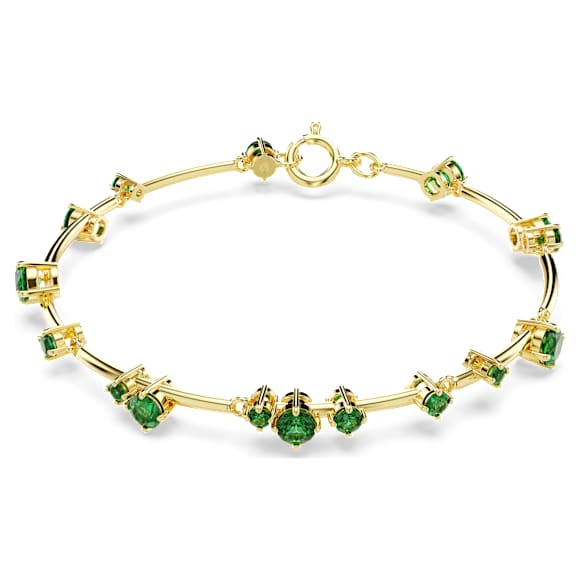 Constella armband, Verschillende ronde slijpvormen, Groen, Goudkleurige toplaag - Swarovski, 5680555