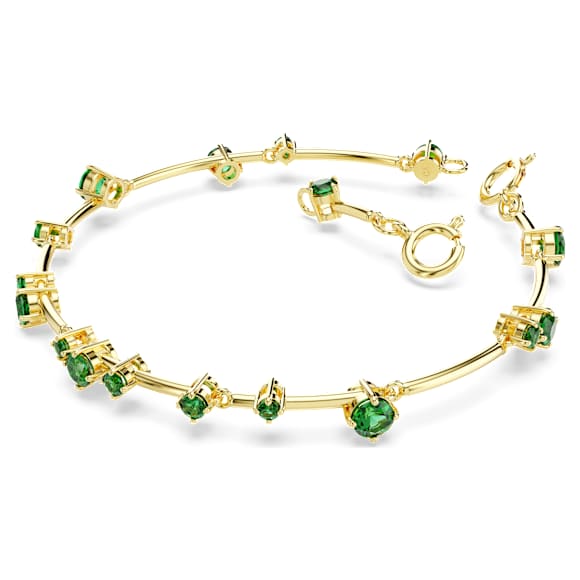 Constella bangle, Mixed round cuts, Green, 18K gold finish - Swarovski, 5680555