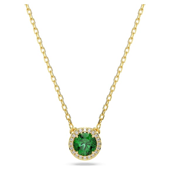 Una Angelic Anhänger, Rundschliff, Pavé, Grün, 18K Goldbeschichtet - Swarovski, 5680557