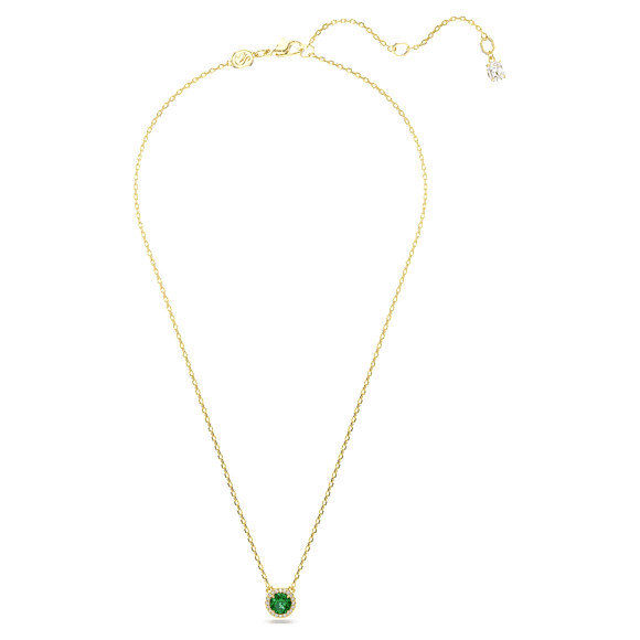 Una Angelic Anhänger, Rundschliff, Pavé, Grün, 18K Goldbeschichtet - Swarovski, 5680557