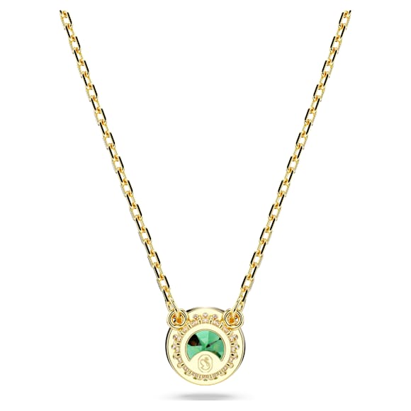 Una Angelic pendant, Round cut, Pavé, Green, Gold-tone plated - Swarovski, 5680557