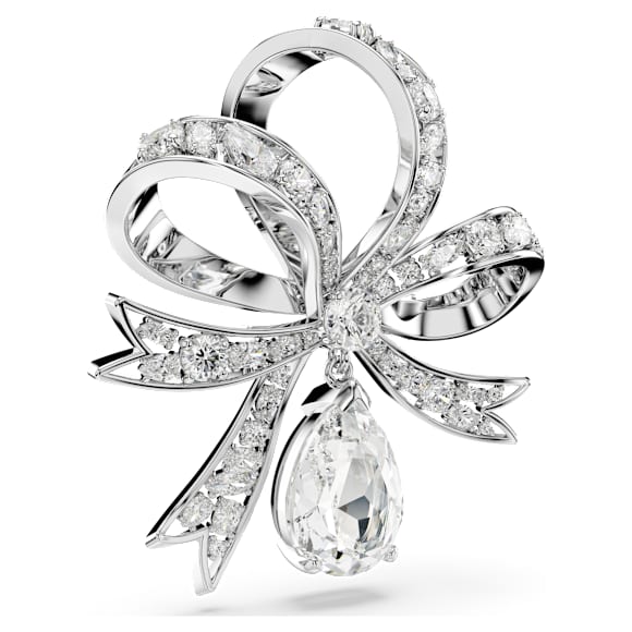 Hyperbola Brosche, Schleife, Weiß, Rhodiniert - Swarovski, 5680678