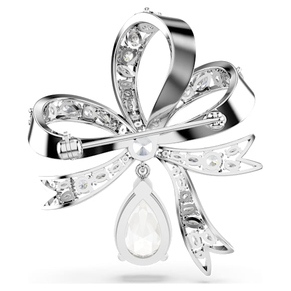 Broche Hyperbola, Nœud, Blanche, Métal rhodié - Swarovski, 5680678