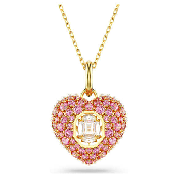 Μενταγιόν Hyperbola, Οκταγωνική κοπή, Crystal pearls, Καρδιά, Ροζ, Επιμετάλλωση σε χρυσαφί τόνο - Swarovski, 5680784