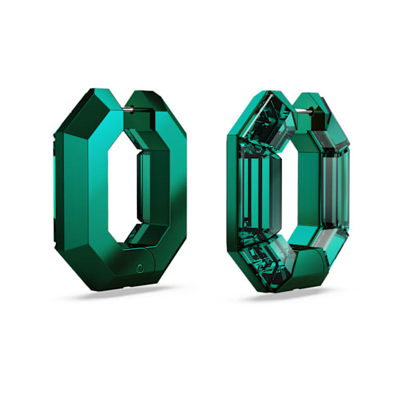 Lucent 大圈耳環, 八邊形, 細碼, 綠色 - Swarovski, 5680786