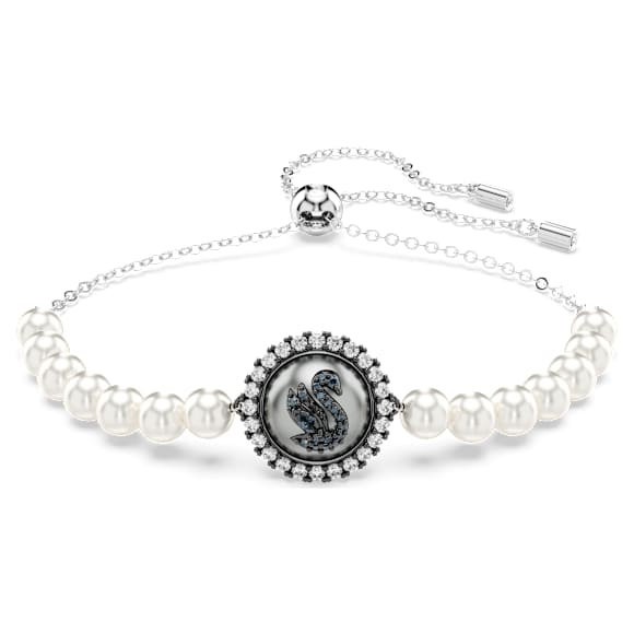Braccialetto Swan, Crystal Pearl, Cigno, Grigio, Placcato rodio - Swarovski, 5680851