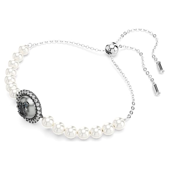 Swan bracelet, Crystal pearl, Swan, Gray, Rhodium plated - Swarovski, 5680851