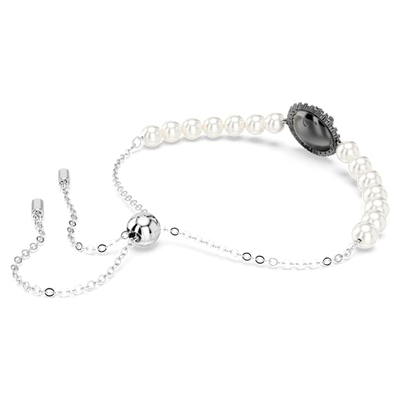 Swan bracelet, Crystal pearl, Swan, Gray, Rhodium plated - Swarovski, 5680851