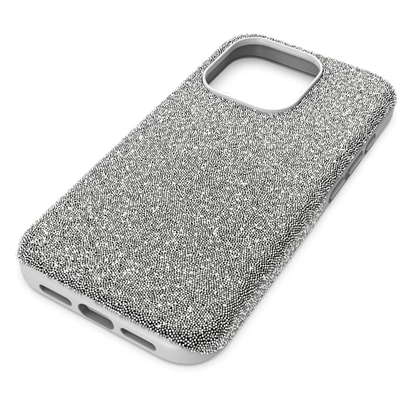 High smartphone case, iPhone® 15 Pro, Silver Tone - Swarovski, 5680864