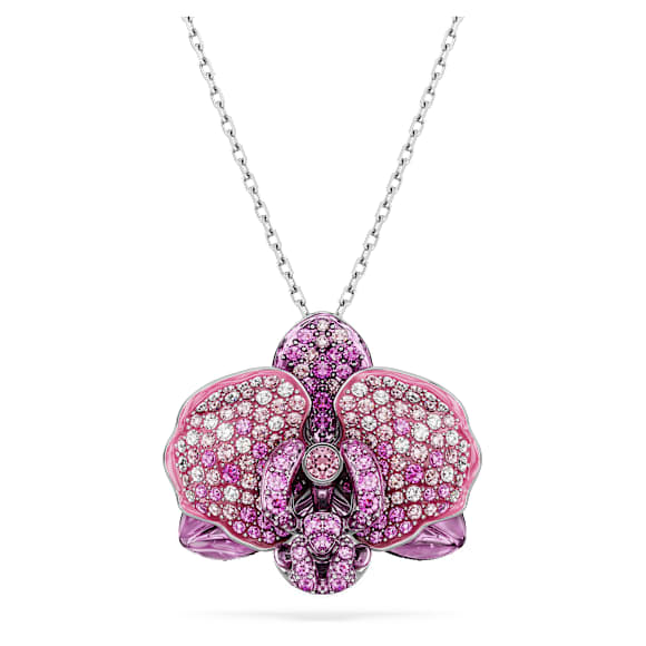 Idyllia hanger, Bloem, Roze, Rodium toplaag - Swarovski, 5680910