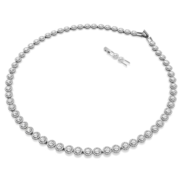 Una Angelic Tennis necklace, Round cut, Long, White, Ruthenium plated - Swarovski, 5681057