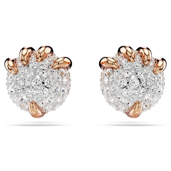 Dragon & Phoenix stud earrings, Dragon’s claw, White, Rose gold-tone plated - Swarovski, 5681058