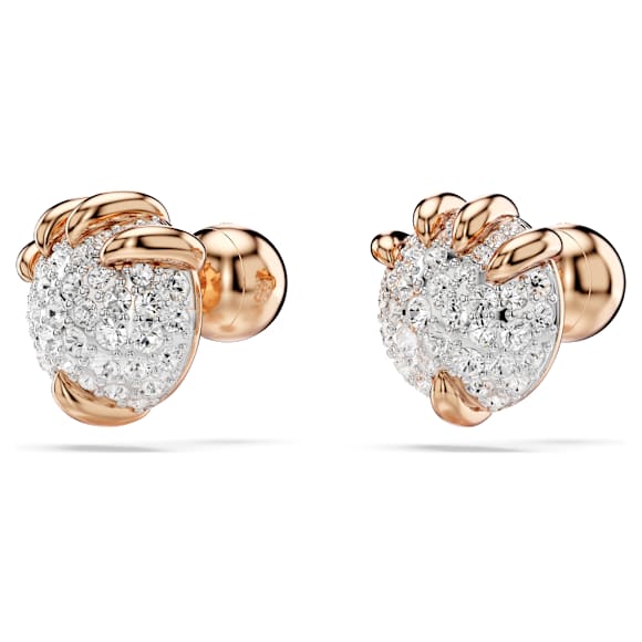 Dragon & Phoenix stud earrings, Dragon’s claw, White, Rose gold-tone plated - Swarovski, 5681058