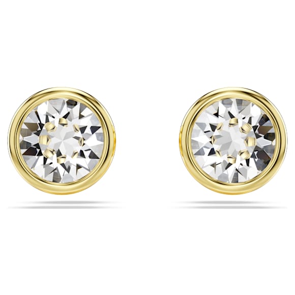 Imber 耳钉, 圆形切割, 白色, 金色饰面 - Swarovski, 5681552