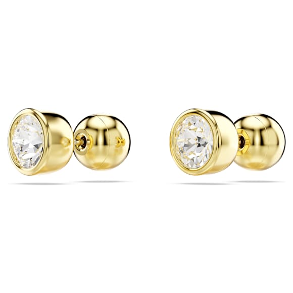 Imber 耳钉, 圆形切割, 白色, 金色饰面 - Swarovski, 5681552
