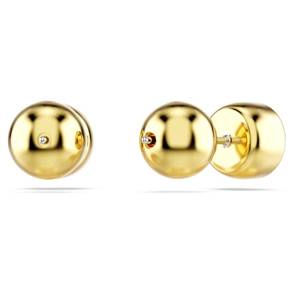 Imber stud earrings, Round cut, White, 18K gold finish - Swarovski, 5681552