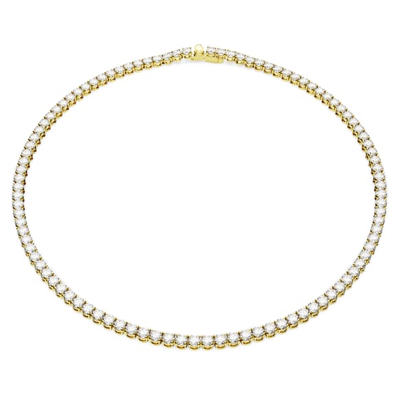 Matrix Tennis สร้อยคอ, เจียระไนทรงกลม, ขาว, เคลือบโทนสีทอง - Swarovski, 5681795