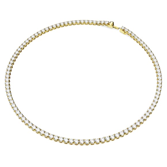 Matrix Tennis สร้อยคอ, เจียระไนทรงกลม, ขาว, เคลือบโทนสีทอง - Swarovski, 5681795