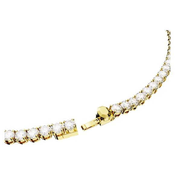 Matrix Tennis สร้อยคอ, เจียระไนทรงกลม, ขาว, เคลือบโทนสีทอง - Swarovski, 5681795