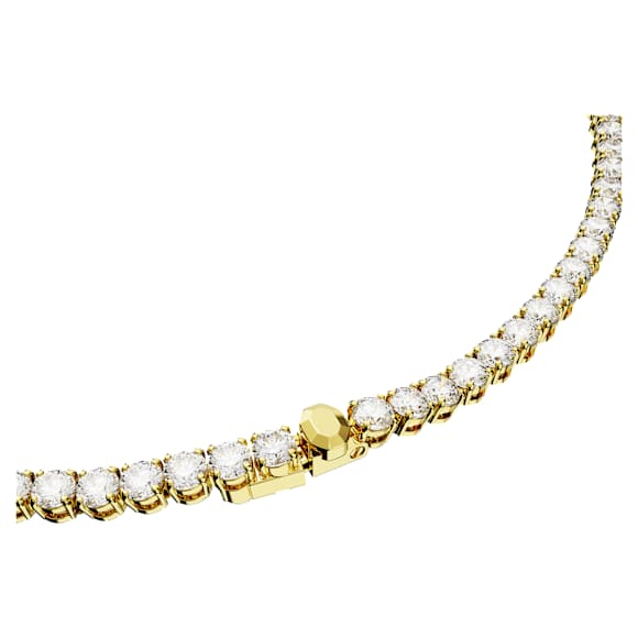 Matrix Tennis สร้อยคอ, เจียระไนทรงกลม, ขาว, เคลือบโทนสีทอง - Swarovski, 5681795