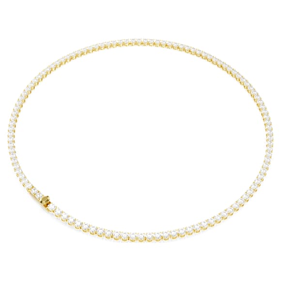 Naszyjnik Tennis Matrix, Szlif okrągły, Biały, Wykończenie z 18-karatowego złota - Swarovski, 5681795