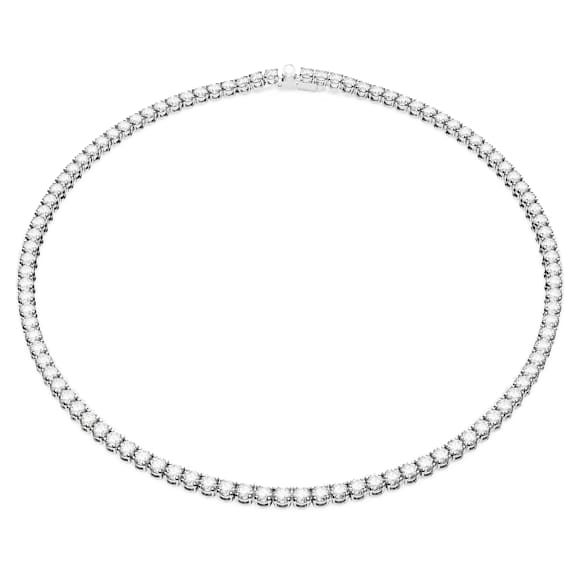 Matrix Tennis necklace, Round cut, White, Rhodium plated - Swarovski, 5681796