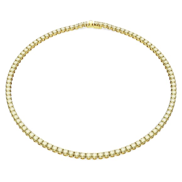 Matrix Tennis necklace, Round cut, Yellow, Gold-tone plated - Swarovski, 5681799