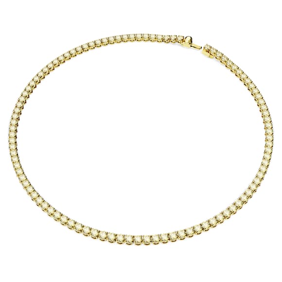 สร้อยคอ Matrix Tennis, เจียระไนทรงกลม, เหลือง, เคลือบโทนสีทอง - Swarovski, 5681799
