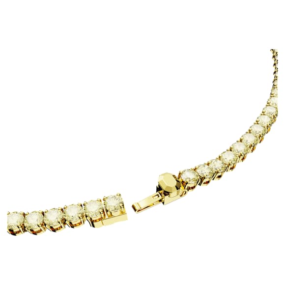 Matrix Tennis necklace, Round cut, Yellow, Gold-tone plated - Swarovski, 5681799