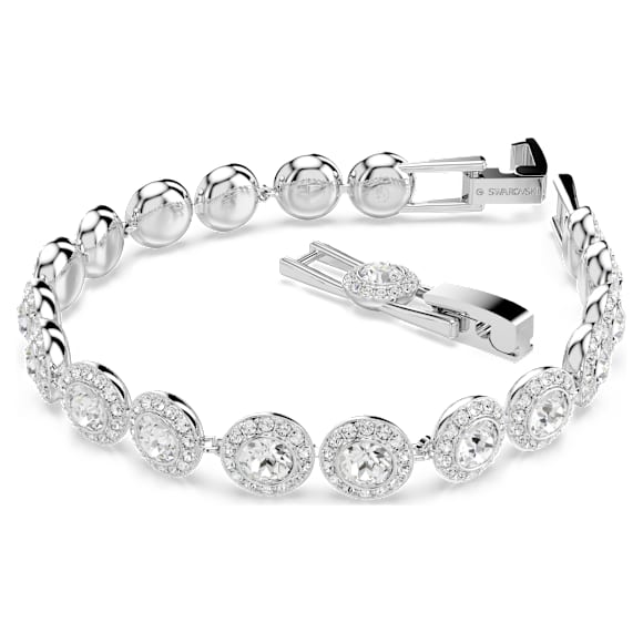 Una Tennis bracelet, Round cut, White, Rhodium plated - Swarovski, 5682279