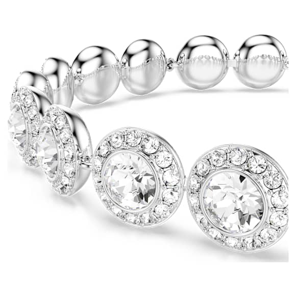 Una Tennis bracelet, Round cut, White, Rhodium plated - Swarovski, 5682279