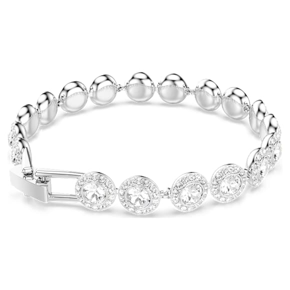 Una Tennis bracelet, Round cut, White, Rhodium plated - Swarovski, 5682279