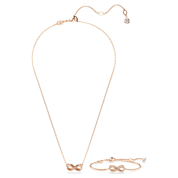 Hyperbola Set, Unendlichkeit, Weiß, 18K Roségoldbeschichtet - Swarovski, 5682483