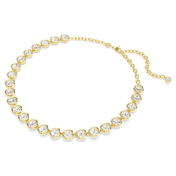 Colar Tennis Imber, Lapidação redonda, Branco, Lacado a dourado - Swarovski, 5682585