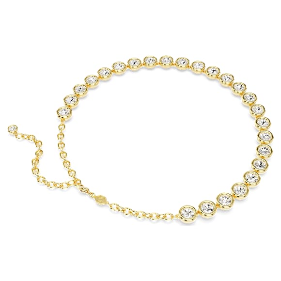 Colar Tennis Imber, Lapidação redonda, Branco, Lacado a dourado - Swarovski, 5682585