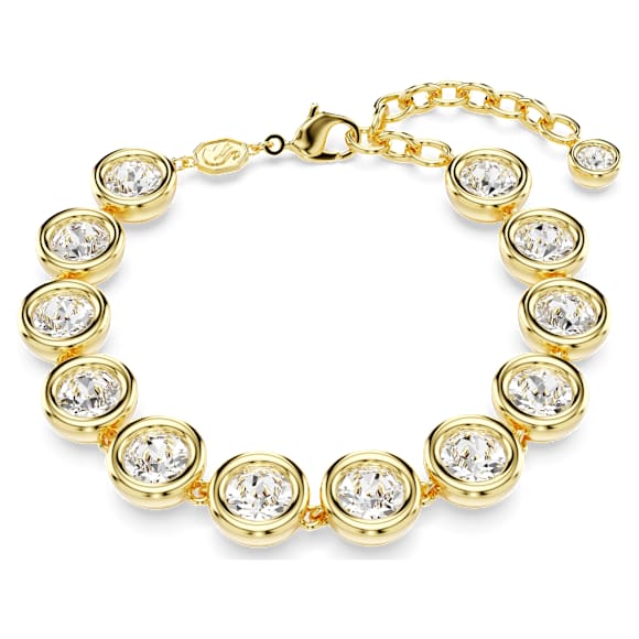 Imber Tennis 手链, 圆形切割, 白色, 金色饰面 - Swarovski, 5682586