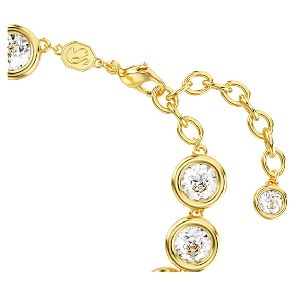 Imber Tennis 手链, 圆形切割, 白色, 金色饰面 - Swarovski, 5682586