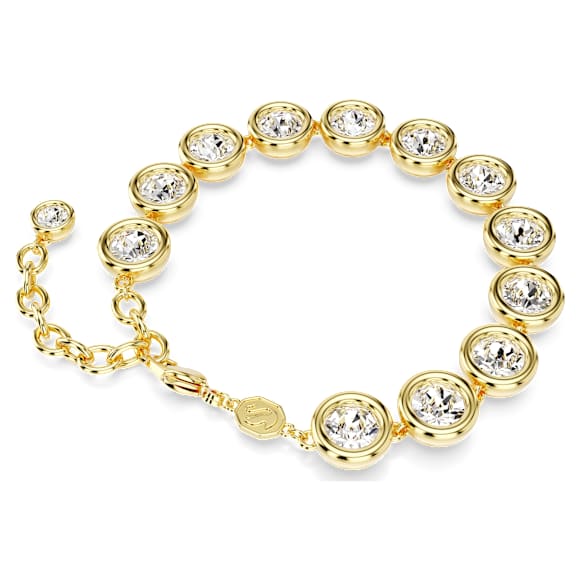 Imber Tennis bracelet, Round cut, White, Gold-tone plated - Swarovski, 5682586