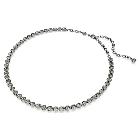 Colier Imber Tennis, Tăietură rotundă, Gri, Placat cu ruteniu - Swarovski, 5682593