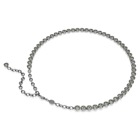 Imber Tennis ネックレス, ラウンドカット, グレー, ルテニウム