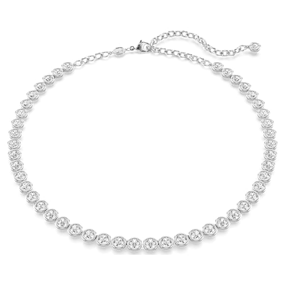 Collana Imber Tennis, Taglio Round, Bianca, Placcato rodio - Swarovski, 5682595