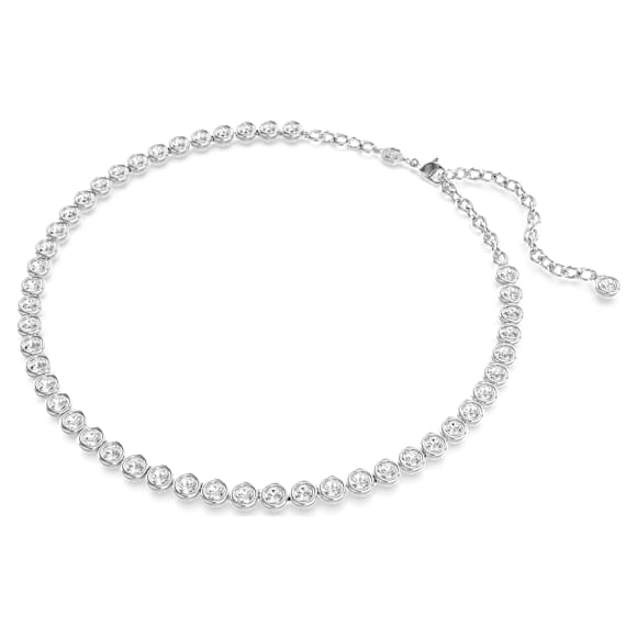 Collana Imber Tennis, Taglio Round, Bianca, Placcato rodio - Swarovski, 5682595