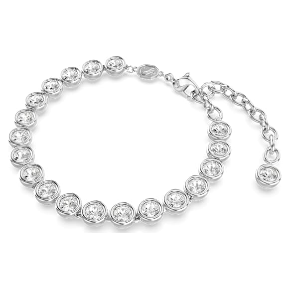 Imber Tennis bracelet, Round cut, White, Rhodium plated - Swarovski, 5682666