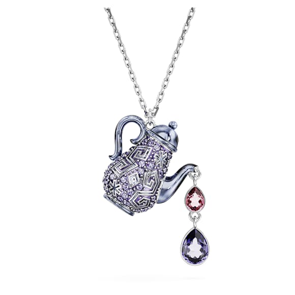 Alice in Wonderland จี้สร้อยคอ, กาน้ำชา, ม่วง, เคลือบโรเดียม - Swarovski, 5682807