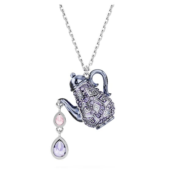 Alice in Wonderland จี้สร้อยคอ, กาน้ำชา, ม่วง, เคลือบโรเดียม - Swarovski, 5682807