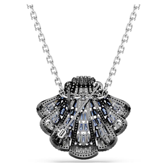 Pendentif et broche Idyllia, Coquillage, Long, Bleus, Finition mix de métal - Swarovski, 5683032